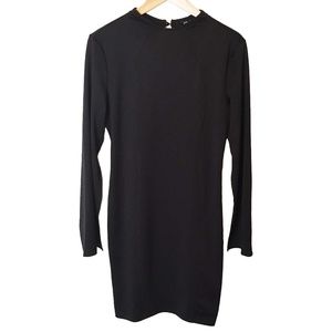 SHEIN Black Dress Long Slit Sleeves Cutout Back